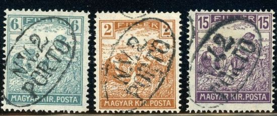 Hungary 2-6-15 filler stamps with porto and NV.2 in oval overprint - Porto overprint postage due stamp